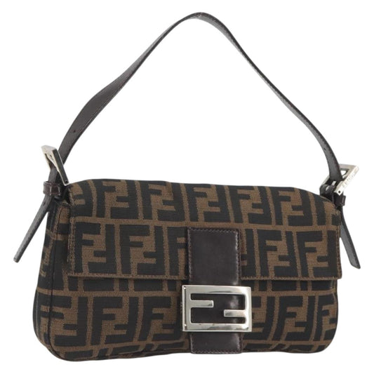 FENDI Zucca Canvas Baguette Bag Marrone Argento Originale | Mamma Baguette