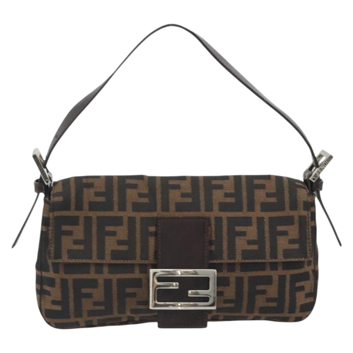 FENDI Zucca Canvas Baguette Bag Marrone Argento Originale | Mamma Baguette