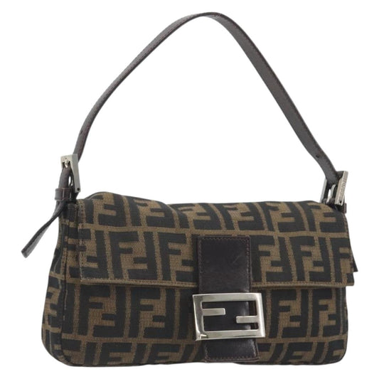 FENDI Zucca Canvas Baguette Bag Marrone Argento Originale | Mamma Baguette