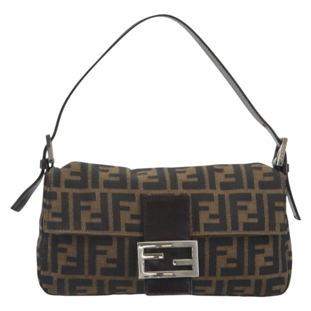 FENDI Zucca Canvas Baguette Bag Marrone Argento Originale | Mamma Baguette