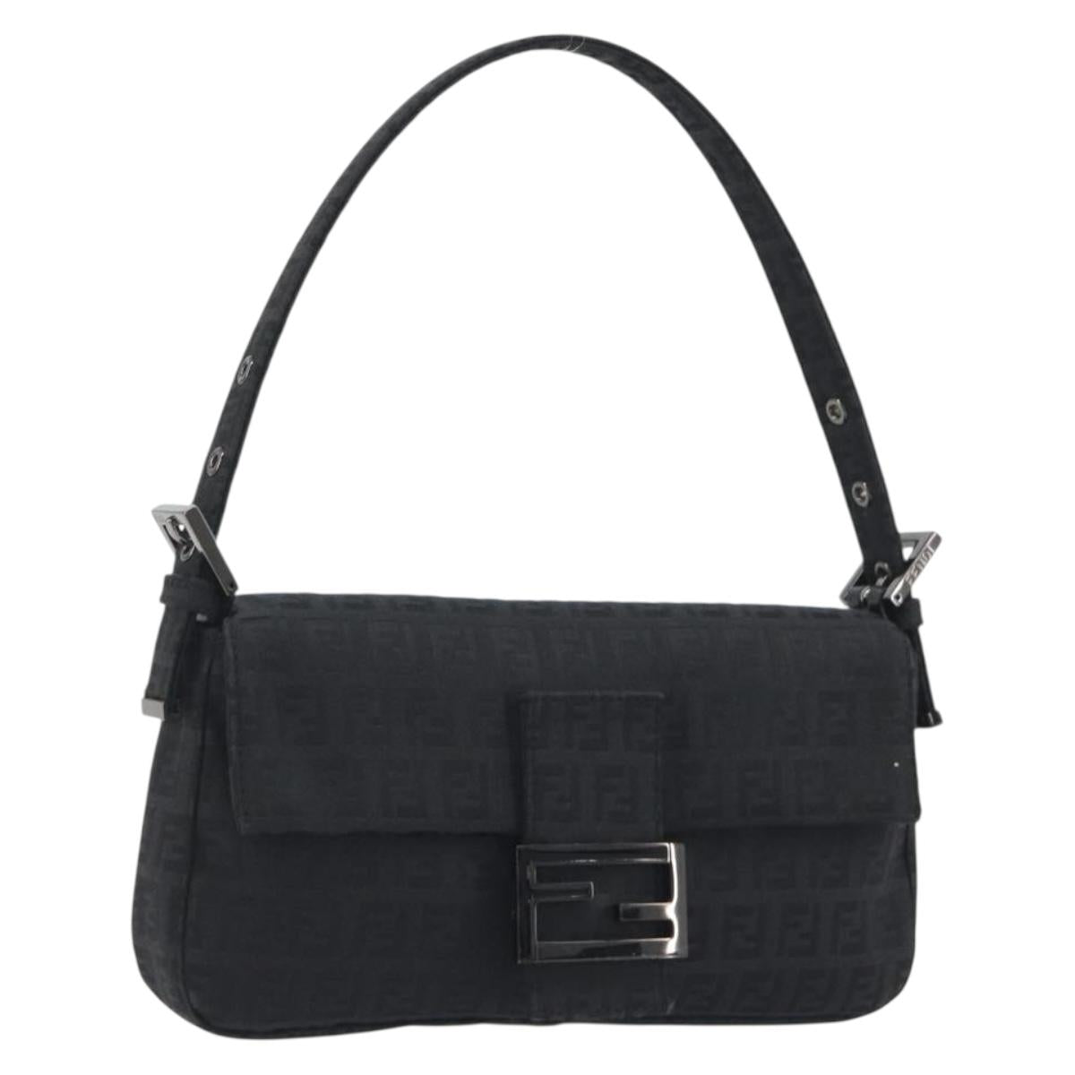 FENDI Zucchino Canvas Baguette Bag Nera Originale | Mamma Baguette 8BR000