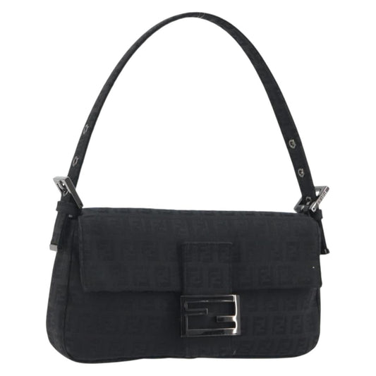 FENDI Zucchino Canvas Baguette Bag Nera Originale | Mamma Baguette 8BR000