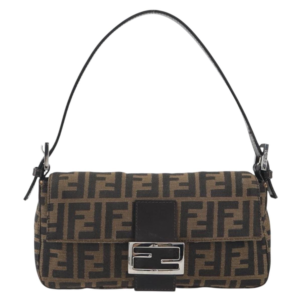 FENDI Zucca Canvas Baguette Bag Marrone Argento Originale | Mamma Baguette