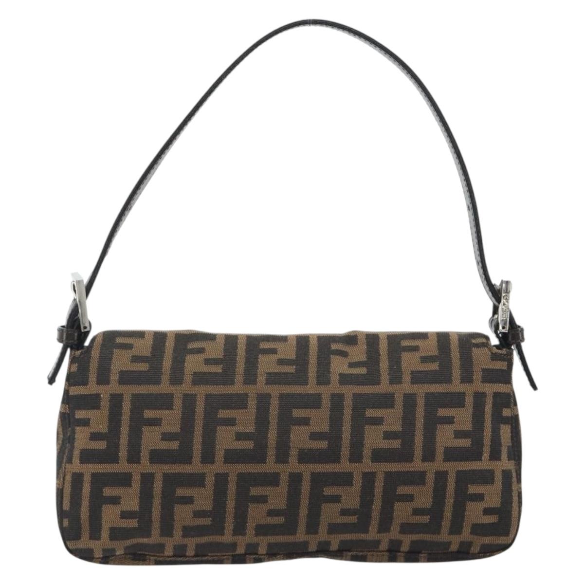 FENDI Zucca Canvas Baguette Bag Marrone Argento Originale | Mamma Baguette