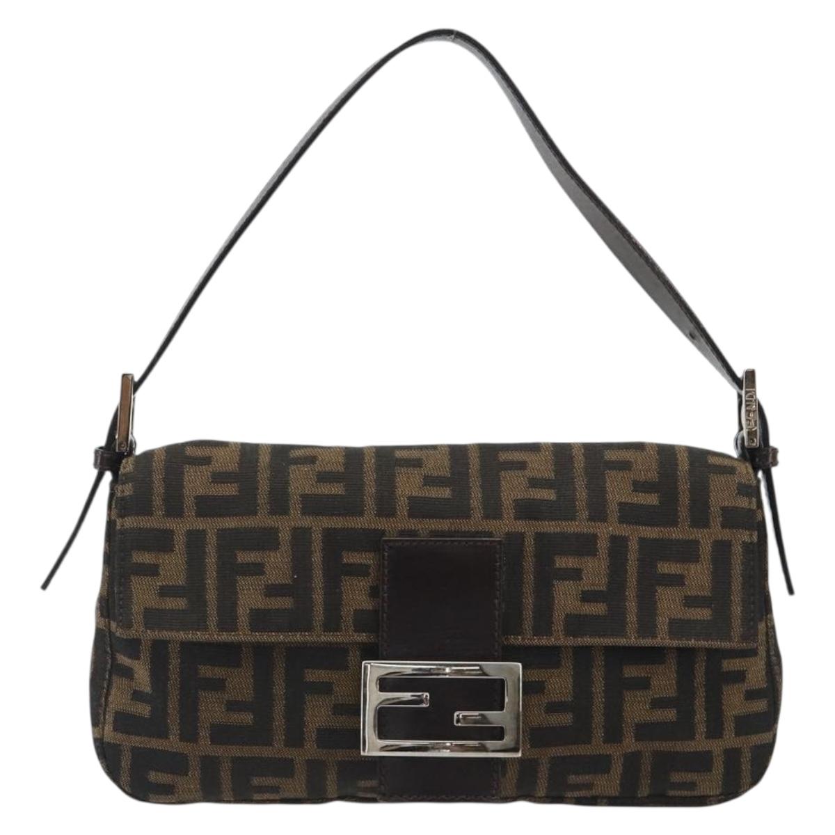 FENDI Zucca Canvas Baguette Bag Marrone Argento Originale | Borsa Vintage