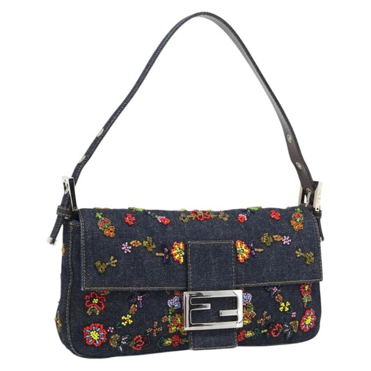 FENDI Baguette Bag Denim Perline Multicolor Originale | Mamma Baguette Blu